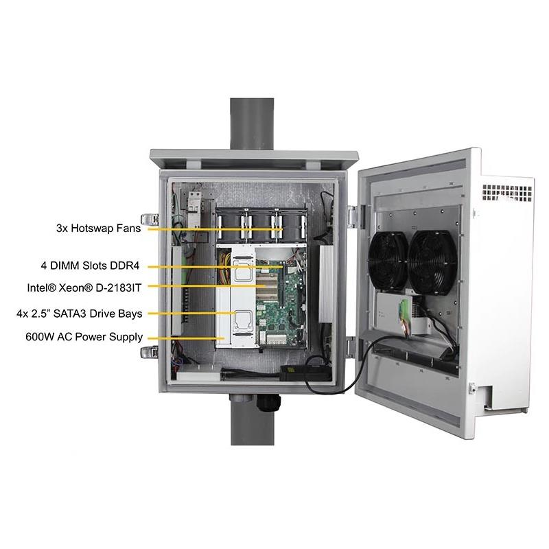 Supermicro SYS-E403-9D-16C-IP Outdoor Edge System Pole-Mounted IP65 Server Embedded Intel Xeon processor D-2183IT
