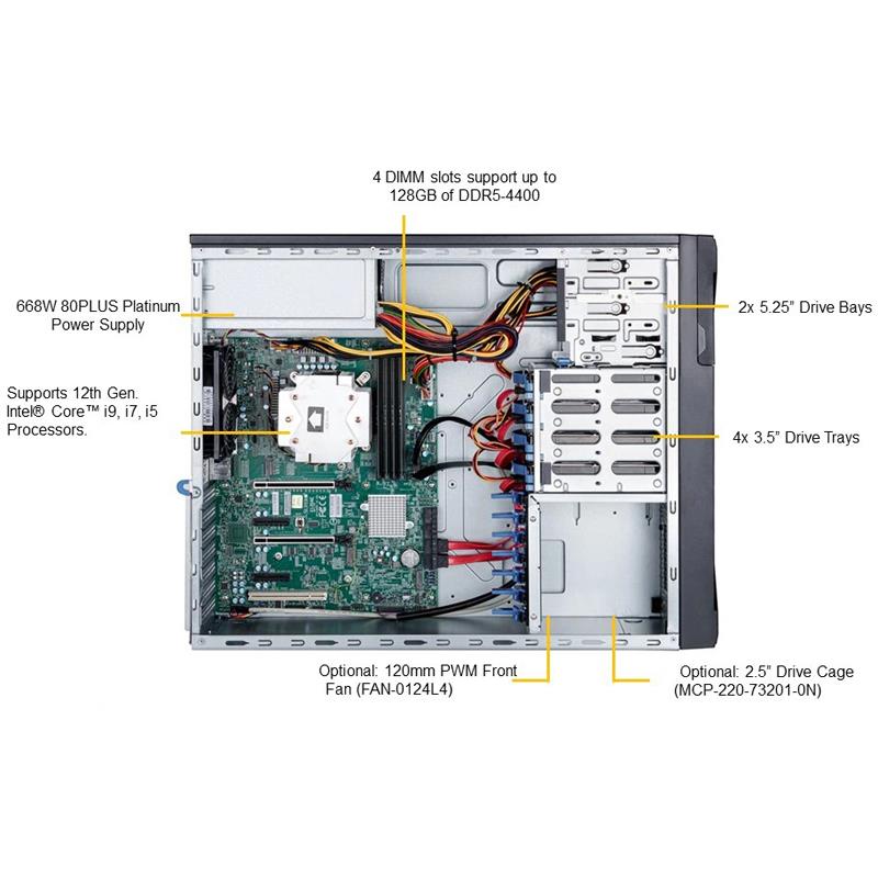 Supermicro SYS-531A-IL UP Workstation Mid-Tower Single 12th Generation Intel Core Processors