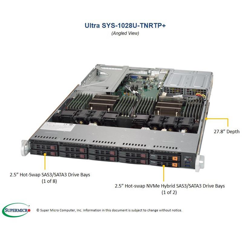 Server Rackmount 1U for Dual Intel Xeon processor E5-2600 v4/v3 family, QPI up to 9.6 GT/s --- Complete System Only (Must Include CPU, MEM, HDD)