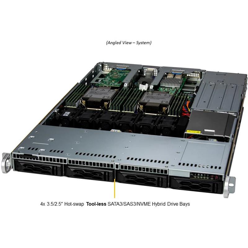 Supermicro SYS-611C-TN4R CloudDC 1U Barebone Dual 4th Generation Intel Xeon Scalable Processors