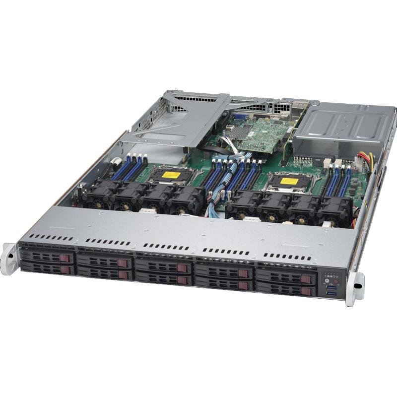 Server Barebone 1U for Dual Intel Xeon processor E5-2600 v4/v3 families, Supports up to 3TB DDR4 ECC LRDIMM, up to 2400MHz (24x 288-pin sockets) --- Complete System Only (Must Include CPU, MEM, HDD)