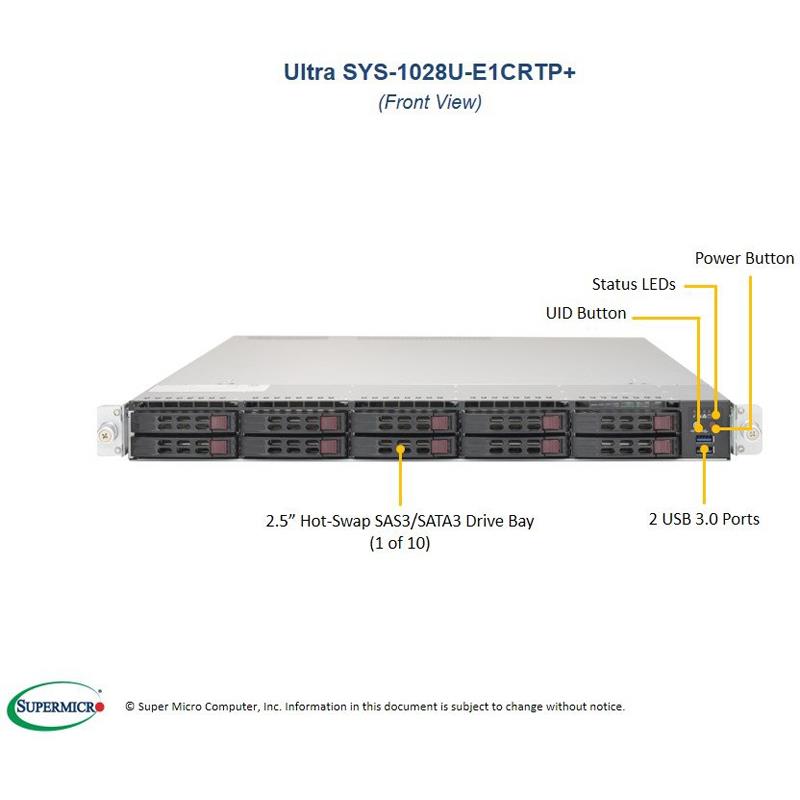 Server Barebone 1U for Dual Intel Xeon processor E5-2600 v4/v3 families, Supports up to 3TB DDR4 ECC LRDIMM, up to 2400MHz (24x 288-pin sockets) --- Complete System Only (Must Include CPU, MEM, HDD)