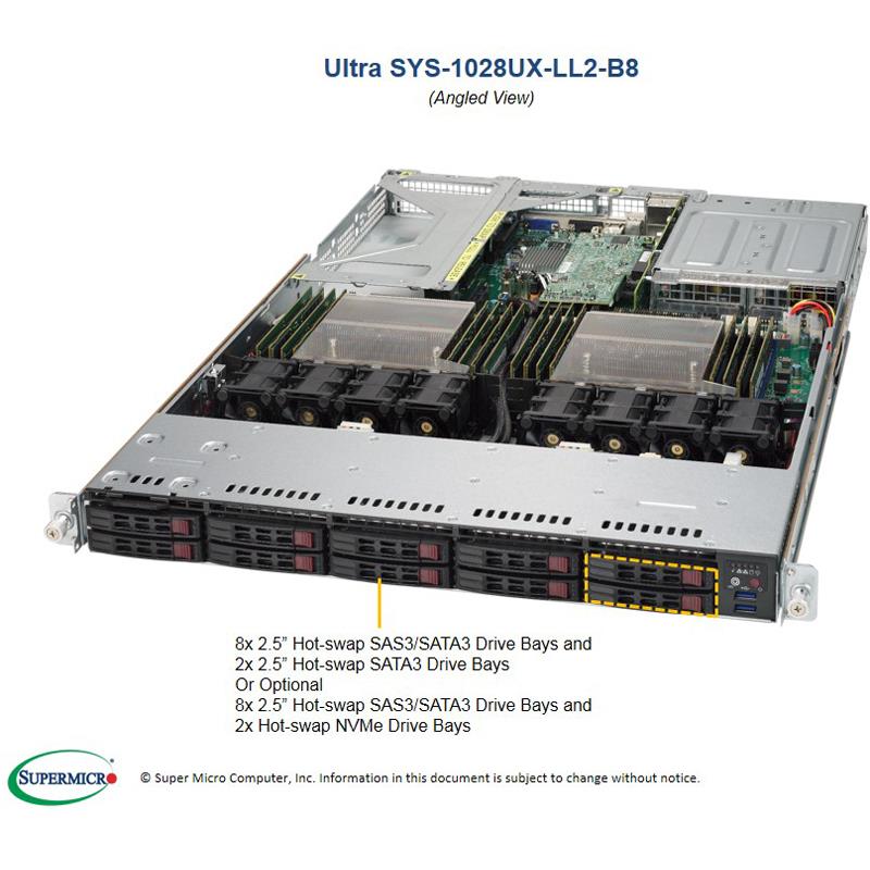 Server Rackmount 1U with Dual Intel Xeon E5-2687W v4 processors (Included)