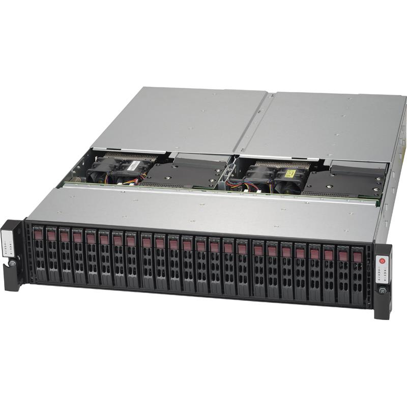 Barebone 2U SuperStorage Server with two Nodes - Each Node supports up to Dual Intel Xeon E5-2600 v4/v3 family processors