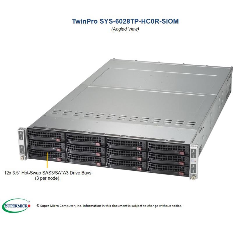 Barebone Server 2U TwinPro2 with Four Systems (Nodes) - Per Node : Dual Intel Xeon E5-2600 v4/v3 sockets