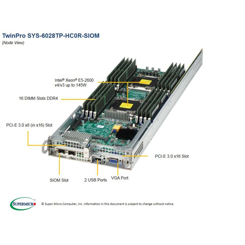 Barebone Server 2U TwinPro2 with Four Systems (Nodes) - Per Node : Dual Intel Xeon E5-2600 v4/v3 sockets