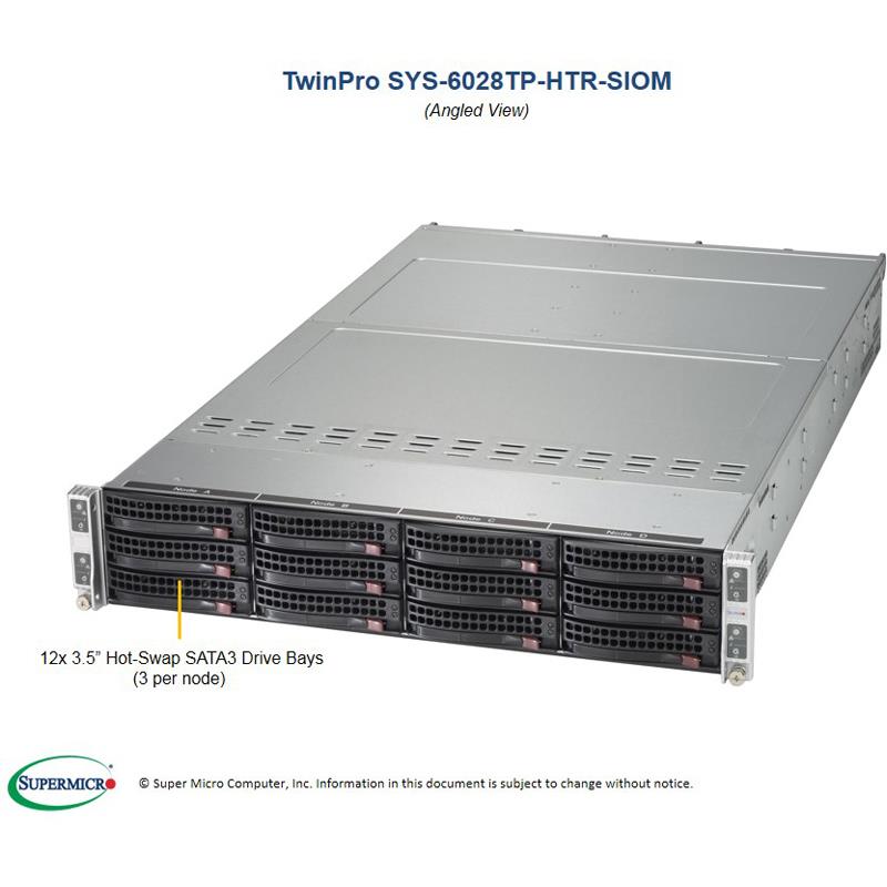 Server Rackmount 2U with Four Systems (Nodes) - Per Node : Up to 2 Intel Xeon E5-2600 v4/v3 family processors