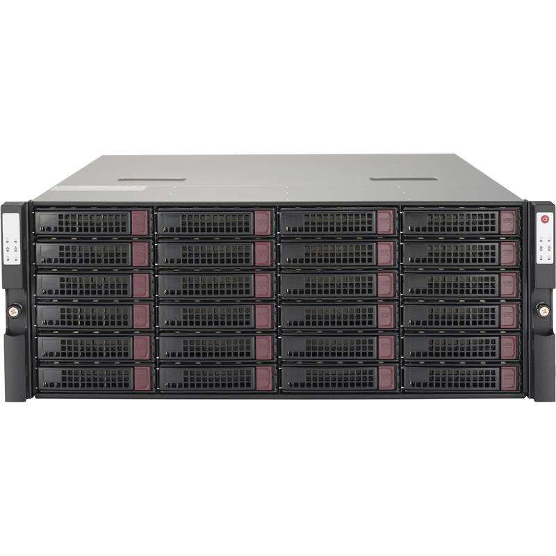 Barebone 4U SuperStorage Server with Two Nodes - Supports (per Node) : up to two Intel Xeon E5-2600 v4/v3 processors