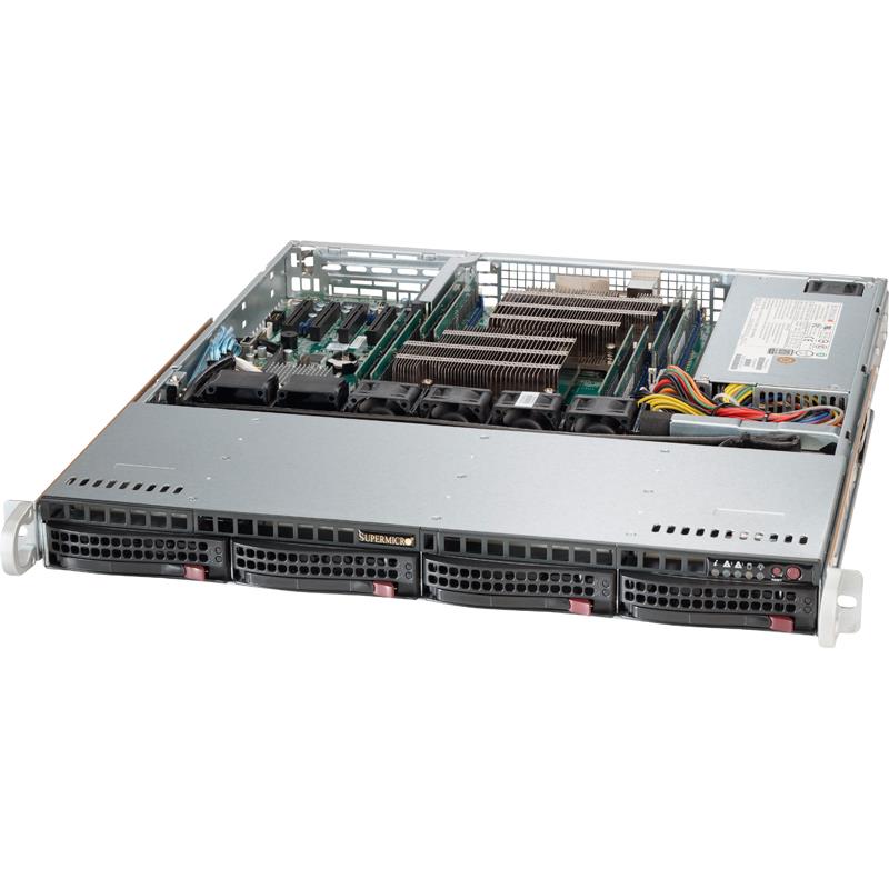 Rackmount 1U Chassis w/ 500W Platinum Level Power Supply for motherboard up to 12in x 10in, for Dual/Single CPU Intel or AMD