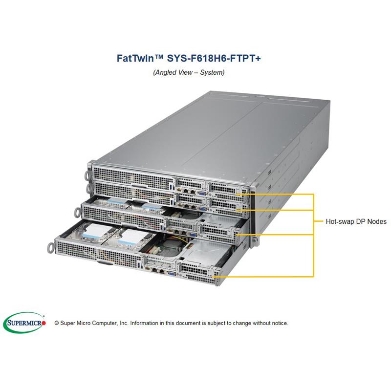 Server 4U Rackmount FatTwin Hadoop with 4 Systems (Nodes) - Each Node Supports : Up to two Intel Xeon E5-2600 v4/v3 series