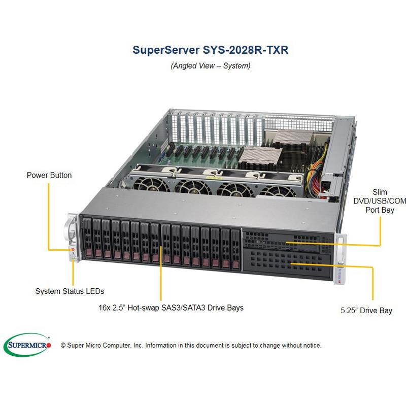 Server Barebone 2U Dual Socket R3 (LGA 2011) for Dual Intel Xeon processor E5-2600 v4/v3 family