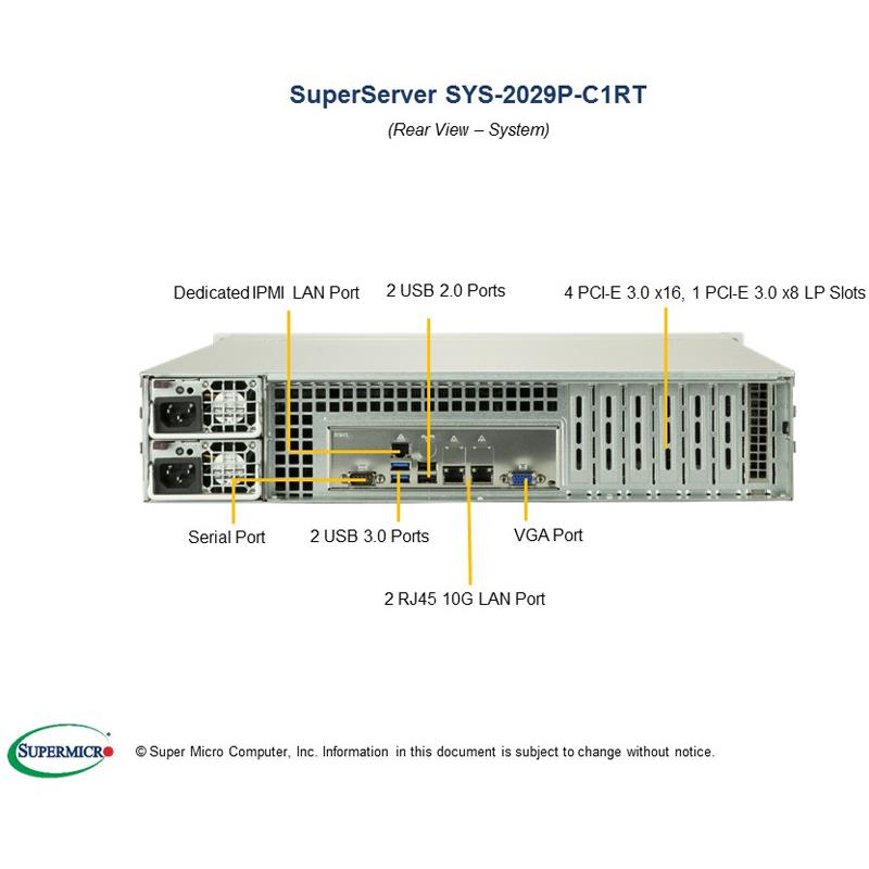 Barebone 2U Rackmount SuperServer, Dual Intel Xeon Scalable Processors Gen. 2, Intel C622 chipset, Up to 4TB 3DS LRDIMM DDR4 ECC 2933Mhz memory, 16 Hot-swap 2.5in drive bays, 2x 10GBase-T ports