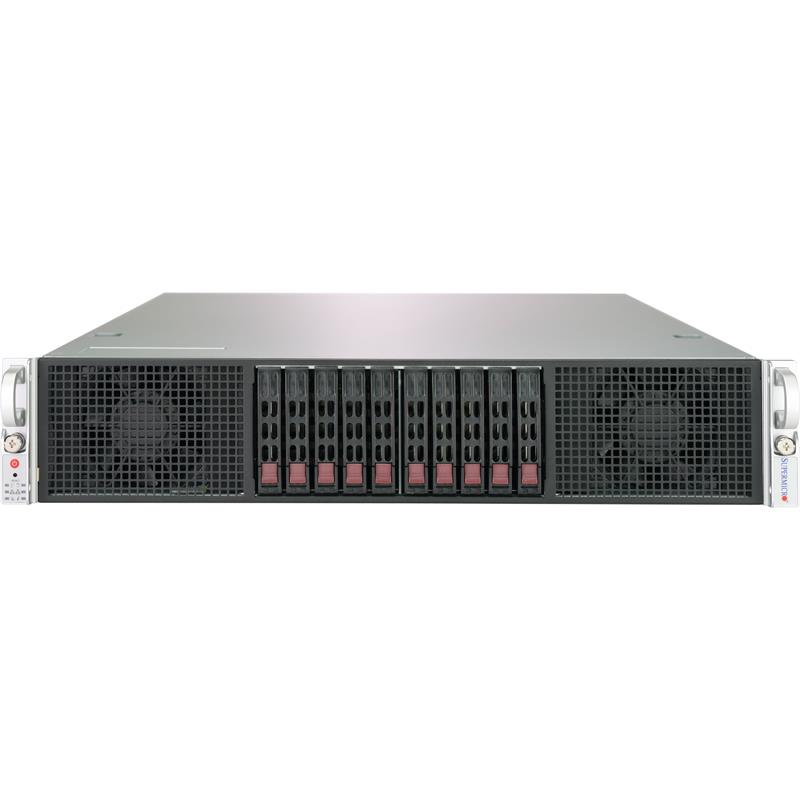 Barebone 2U Rackmount SuperServer, Dual Intel Xeon Scalable Processors Gen. 2, Intel C621 chipset, Up to 4TB DDR4 ECC 2933MHz memory, 10 Hot-swap 2.5in drive bays, Flexible Network with SIOM support --- Complete System Only (Must Include CPU and MEM)
