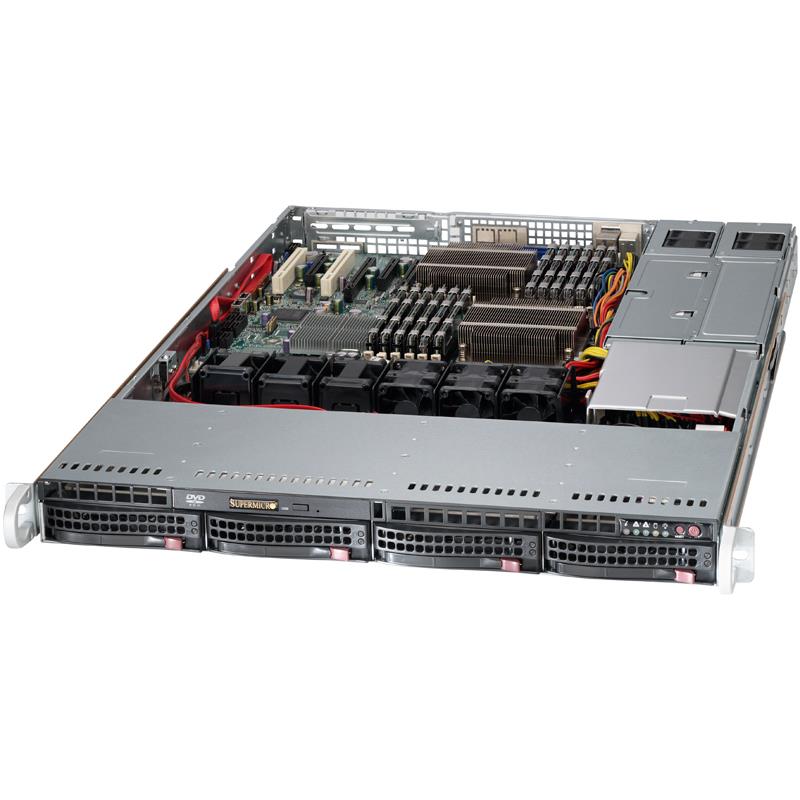 Rackmount 1U w/ 500W Redundant Platinum Power Supply w/ Power Distributor, PMBus 1.2, I2C, and PFC, for Up to Dual Intel / AMD Processors