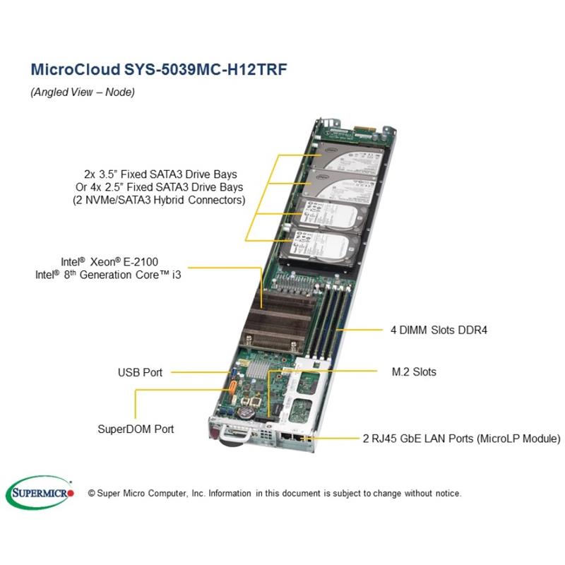 Supermicro SYS-5039MC-H12TRF MicroCloud Barebone Single CPU, 12-Node |  Wiredzone