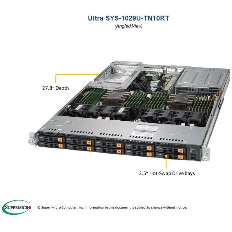 Server 1U Rack for 2x Xeon Scalable Processor Gen. 2, Supports up to 6TB DDR4 2933MHz ECC LRDIMM --- Complete System Only (Must Include CPU, MEM, HDD)