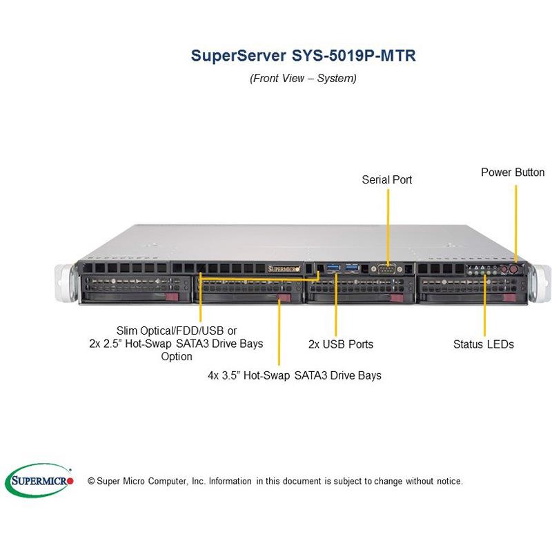 SuperServer 1U Rack For Single Xeon Scalable Processor Gen. 2 Socket P (LGA 3647) supports s up to 2TB of ECC 3DS LRDIMM 2933MHz, Redundant Power Supply