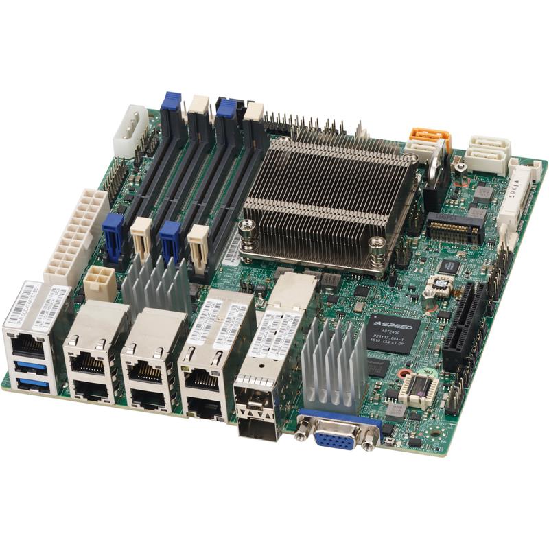Supermicro A2SDI-TP8F-O Motherboard Atom Processor C3858, 1 x VGA port SOC  Controller Quad LAN with Intel C3000 SoC, 2 x 10GBaseT
