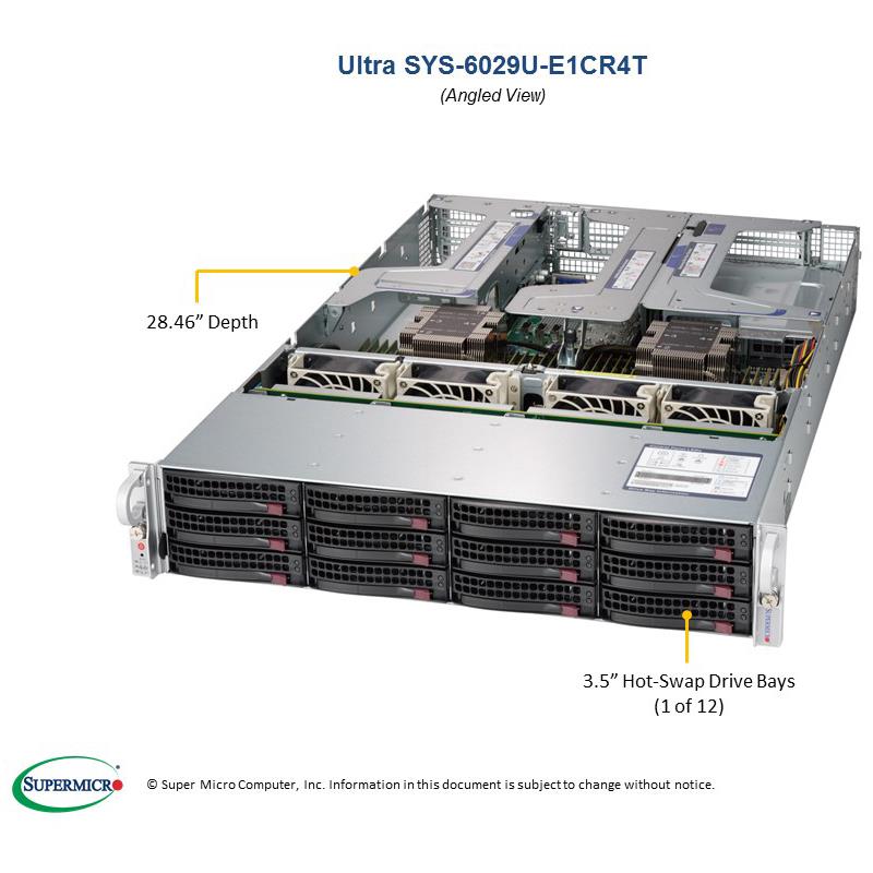 Barebone 2U Rackmount SuperServer, Dual Intel Xeon Scalable Processors Gen. 2, Intel C621 chipset, Up to 6TB DDR4 ECC 2933Mhz memory, 12 Hot-swap 3.5in drive bays --- Complete System Only (Must Include CPU, MEM and HDD)