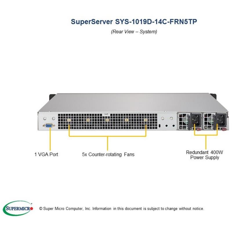 Supermicro SYS-1019D-14C-FRN5TP Compact Embedded Intel Processor Barebone
