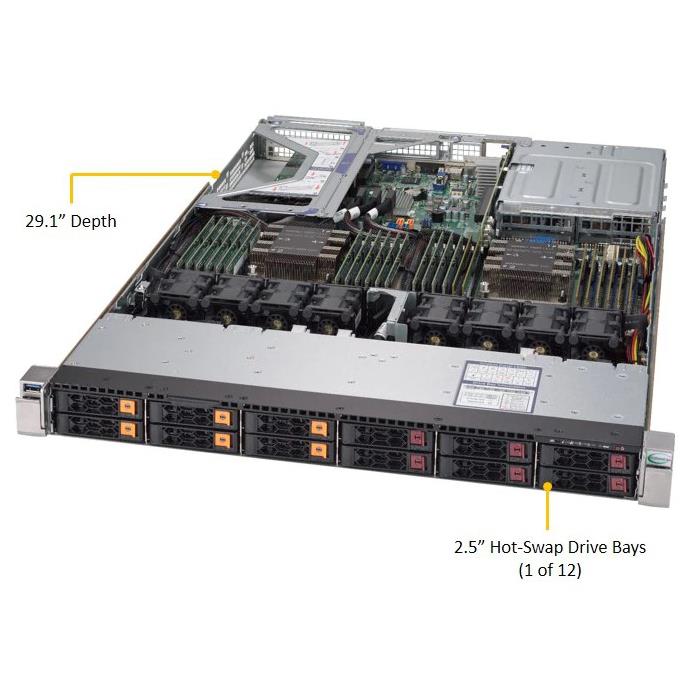 Supermicro SYS-1029U-TN12RV-NEBS 1U Barebone Dual Intel Xeon Scalable Processor Up to 2TB RDIMM SATA3 Network via Ultra Riser Card