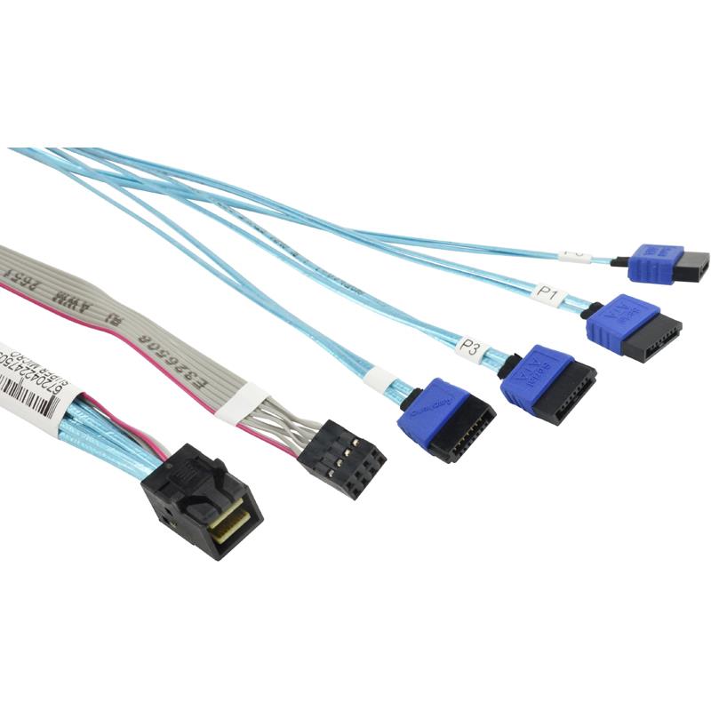 Supermicro CBL-SAST-0948 Cable Internal MiniSAS HD SFF-8643 to 4 SATA 60/60/60/60cm Sideband - Copper