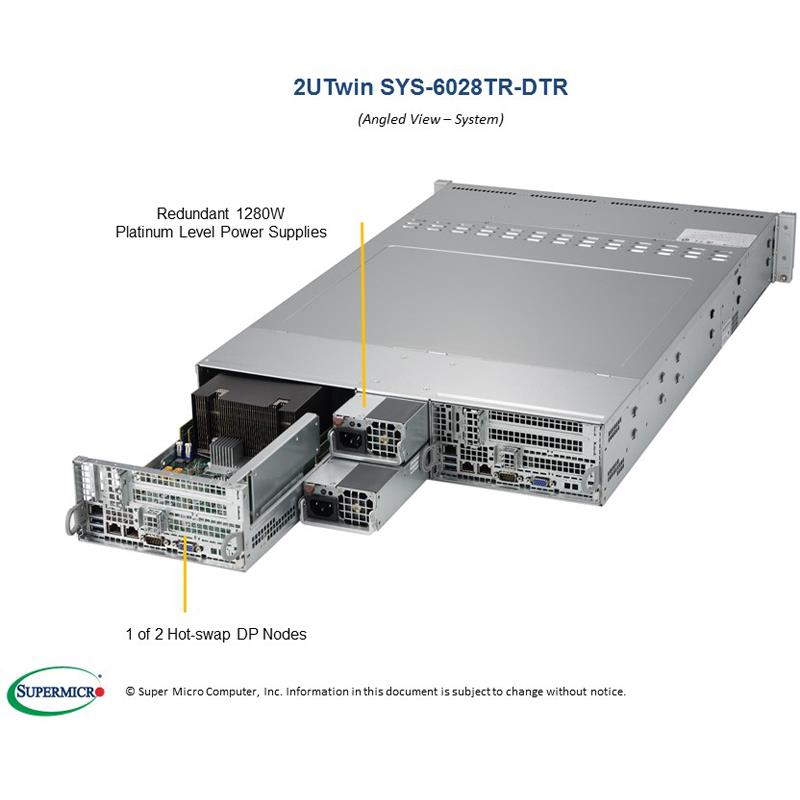 Server Rackmount 2U TwinPro with Two Systems (Nodes) - Per Node : Socket 2011 R3 for Dual Intel Xeon E5-2600 v4/v3 family processors