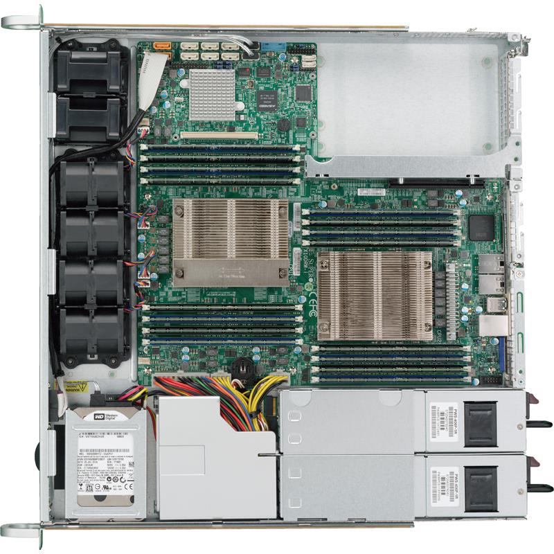 Server Barebone 1U with Dual Intel Xeon E5-2600 v4/v3 Sockets, supporting up to 2TB DDR4 ECC LRDIMM, up to 2400MHz in 16x 288-pin slots