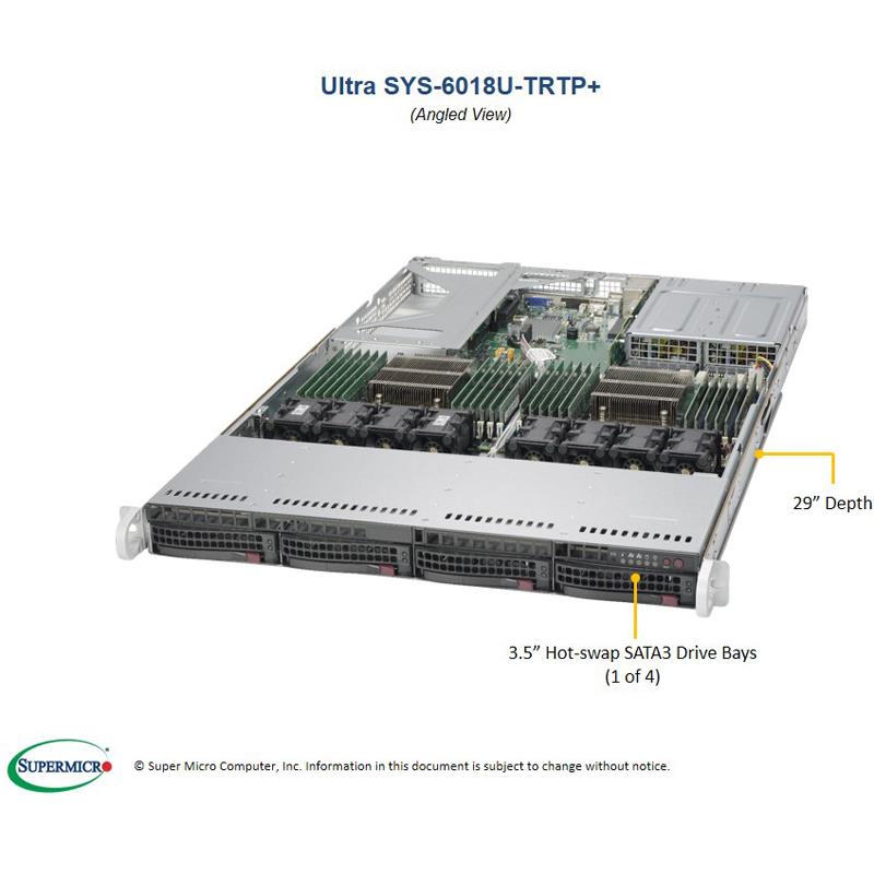 Ultra SuperServer 1U for 2 Xeon E5-2600 v3 with Dual 10G SFP+ and 750W Redundant Power Supply (Complete System Only)
