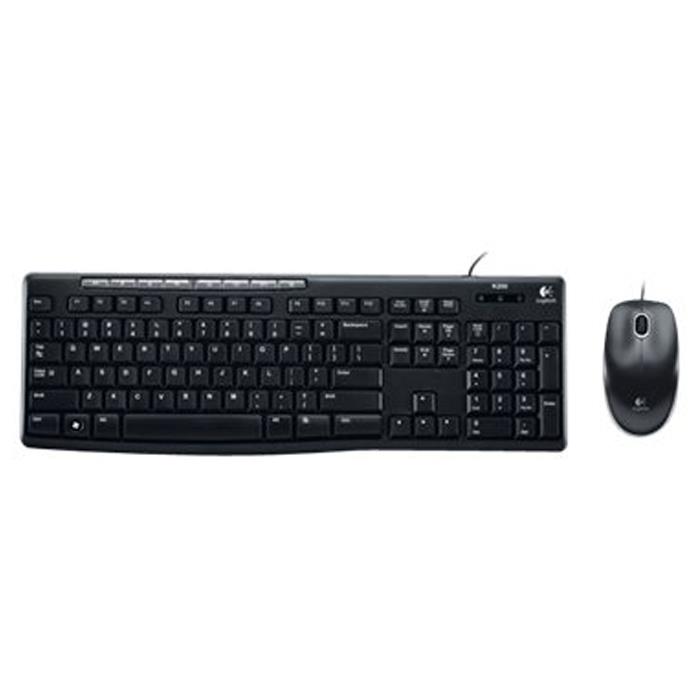 Logitech MK200 Media Combo Wired Keyboard and Mouse Integrated Number Pad Easy Access Media Keys