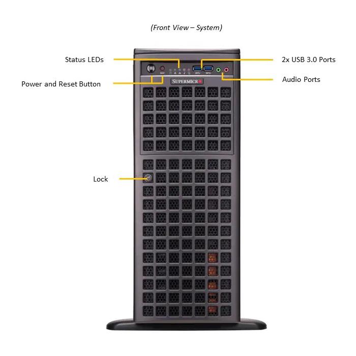 Supermicro SYS-740GP-TNRBT GPU 4U Full-Tower Barebone Dual Intel Xeon Scalable Processors 3rd Generation