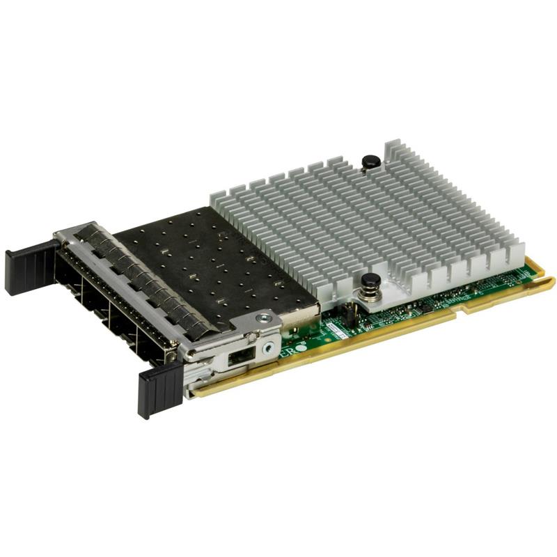 Supermicro AOC-A25G-I4SG E810-CAM1 25GbE Network Adapter Quad SFP28 Ports PCIe 4.0 x16 AIOM OCP 3.0 Form Factor For GrandTwin Front I/O Systems