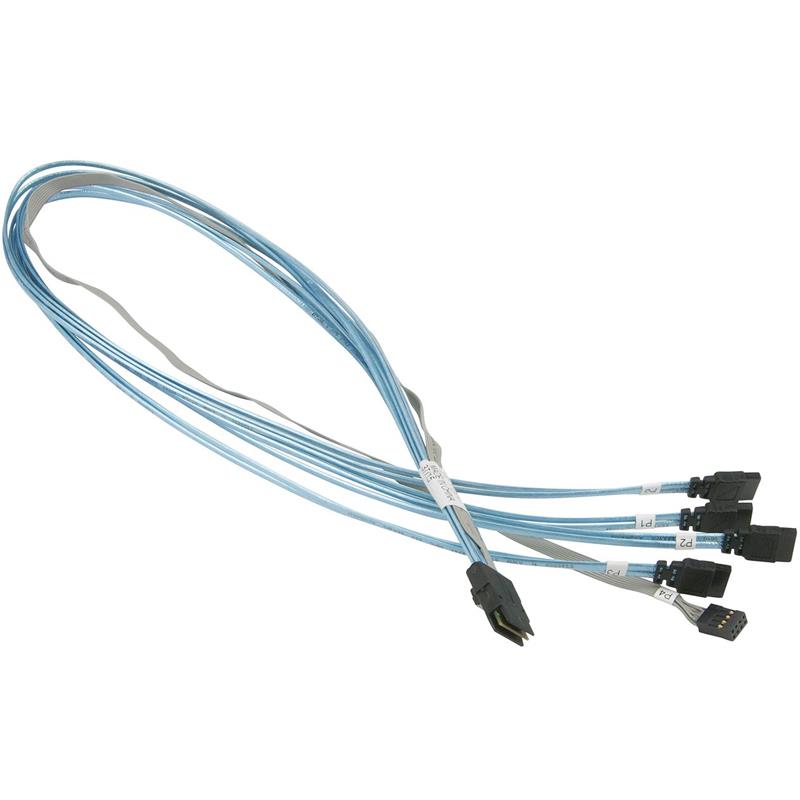 Supermicro CBL-0237L Breakout Cable With MiniSAS (SFF-8087) To 4x SATA Connectors 27.95in (70CM)