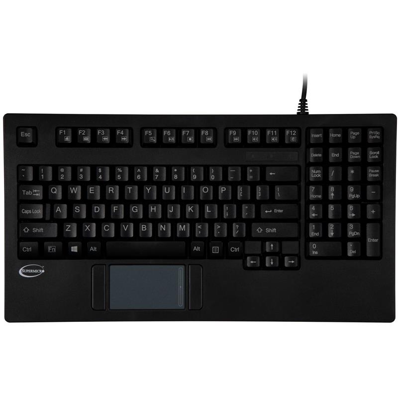 Supermicro KYB-TP-425UB Wired Rackmount Keyboard With Built-In Touchpad Mouse - Black