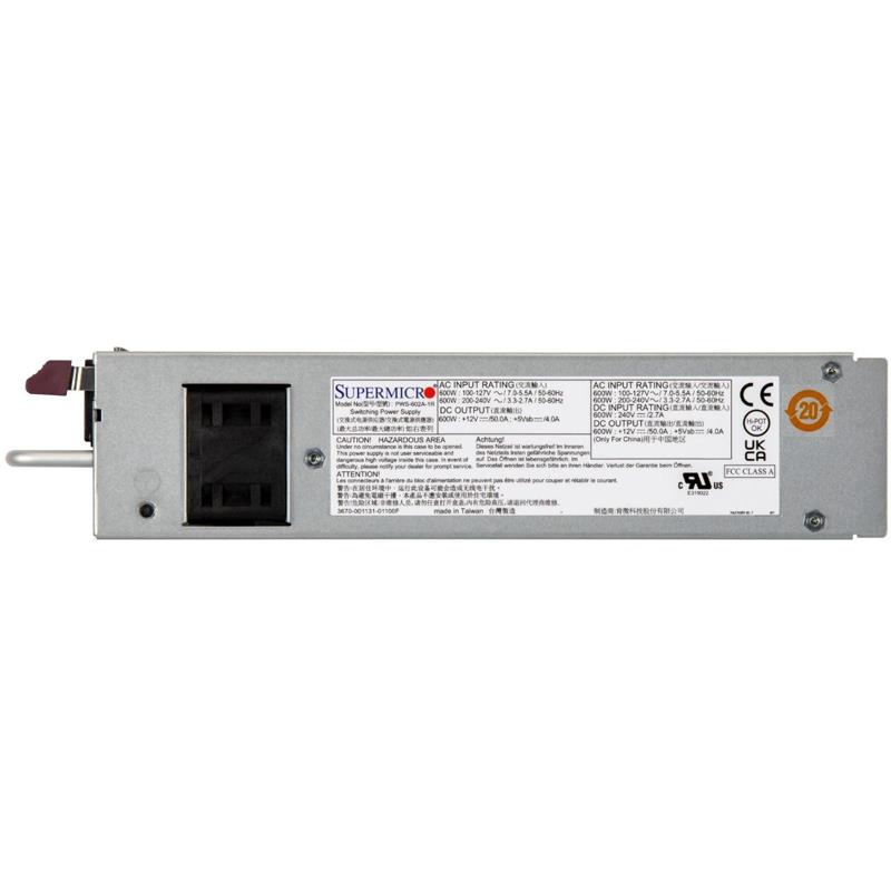 Supermicro PWS-602A-1R 1U 600W Redundant 80 Plus Titanium Slim Power Supply With PMBus 1.2 Support