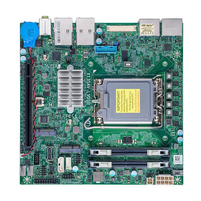 Supermicro X13SAV-LVDS-B Motherboard Mini-ITX Intel Core i9/i7/i5/i3 13th/12th Generation and Pentium/Celeron Processors - BULK