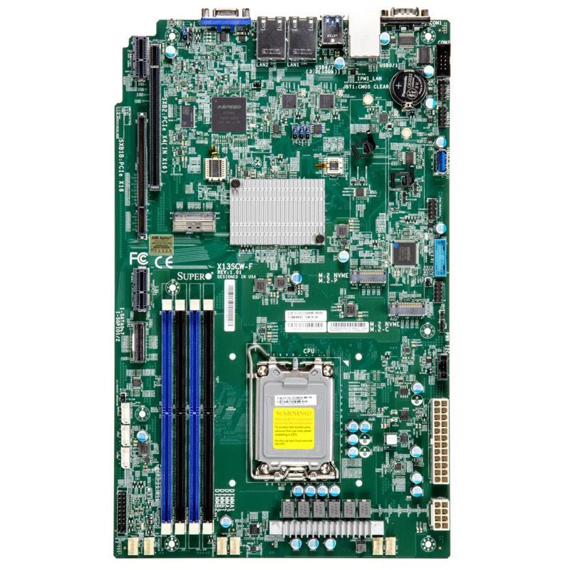 Supermicro X13SCW-F Motherboard Proprietary WIO Single Socket V0 (LGA-1700) Intel Xeon 6300/E-2400-Series/Pentium Processor