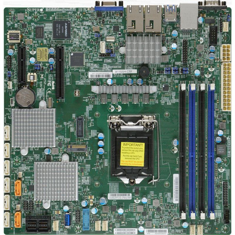 Supermicro X11SSH-CTF-B Motherboard MicroATX Intel Xeon E3-1200 v6/v5 Celeron/Pentium and Intel Core i3 series 7th/6th Generation Processors