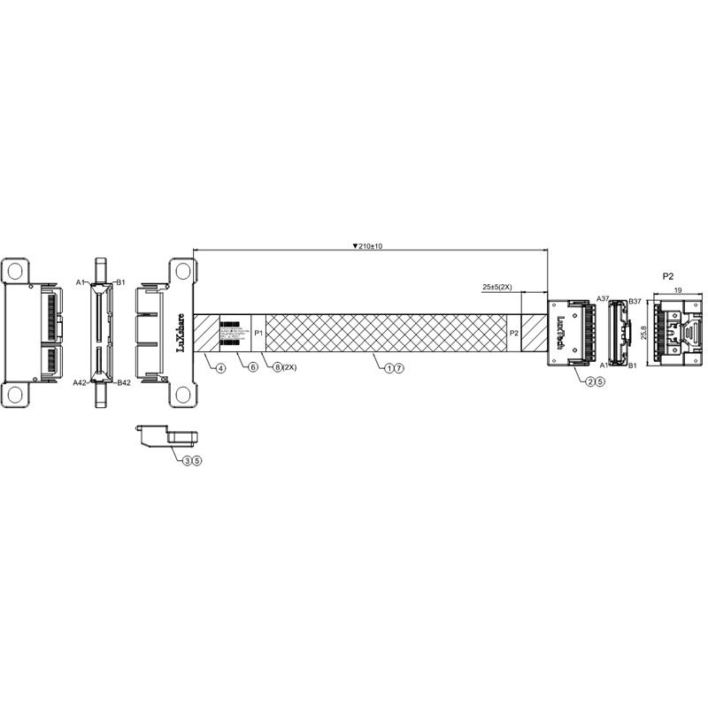 Supermicro CBL-GNZ2-1221MTS4 Data Transfer Cable Compatible With PCIe Riser Card Generation Z 2C+2 Mount Holes To SlimSAS x8 Connector 8.26in (21CM)
