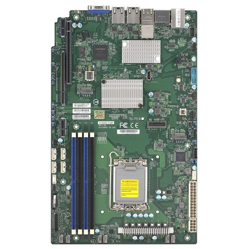 Supermicro X13SAW-TLN4F Motherboard Proprietary WIO Single Socket LGA-1700 Intel Core i9/Core i7/Core i5/Core i3 14th/13th/ 12th Generation and Pentium/Celeron Processor