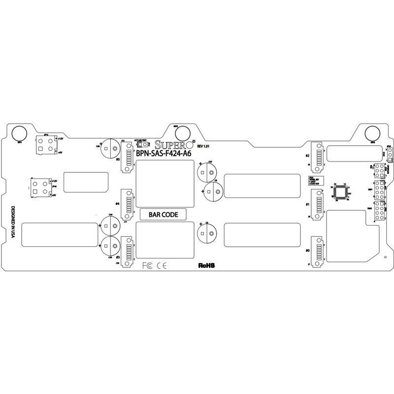 Supermicro BPN-SAS-F424-A6 6-Port HDD Backplane For FatTwin Chassis Supports SAS/SATA Storage Devices