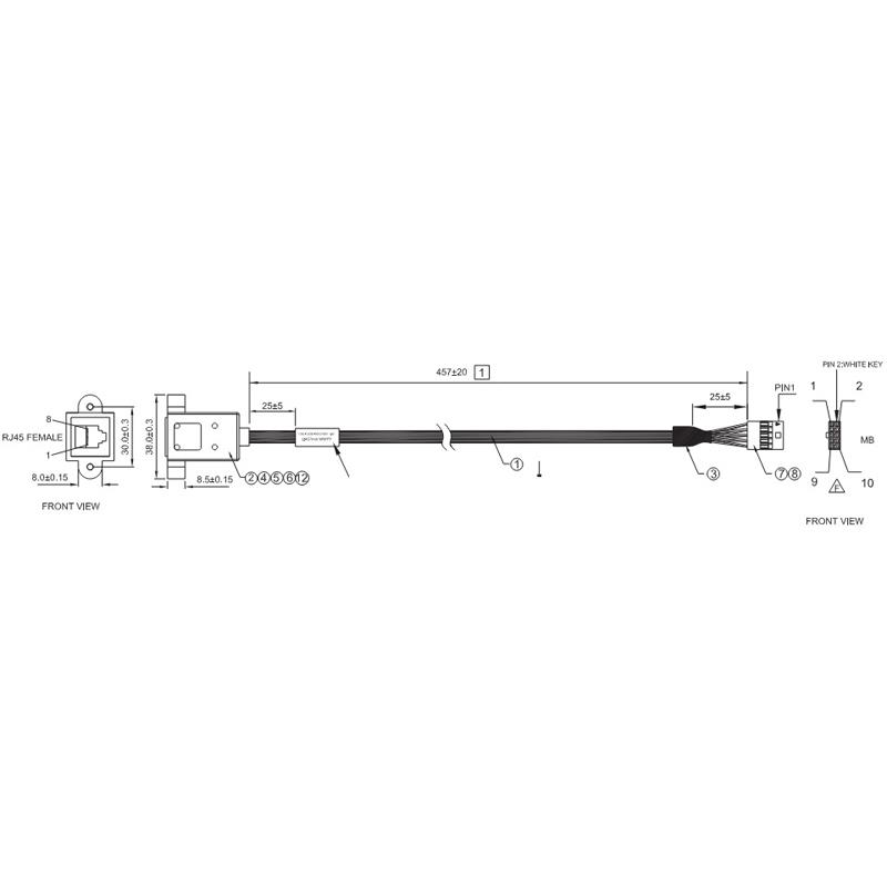 Supermicro CBL-CUSB-0803 Serial Cable With 2x 5F/P2.54 To RJ45F Connector 1.49ft (45.7CM)
