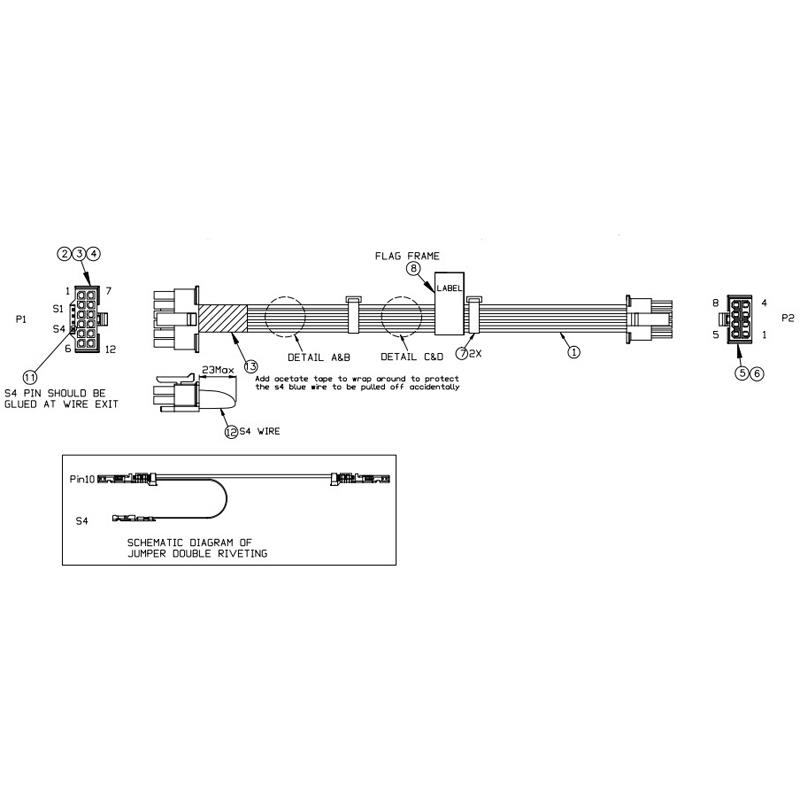Supermicro CBL-PWEX-1364-50 GPU Power Cable For MegaDC Server 1.64ft (50CM)