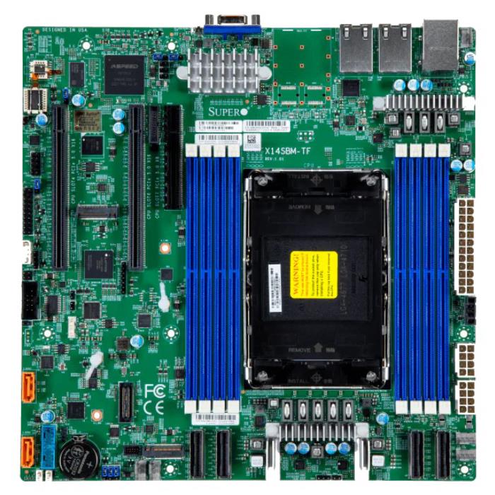 Supermicro X14SBM-TF Motherboard Micro-ATX Single Socket E2 (LGA-4710) Intel Xeon 6700/6500 Series Processors With P-Cores Or 6700 Series Processors With E-Cores