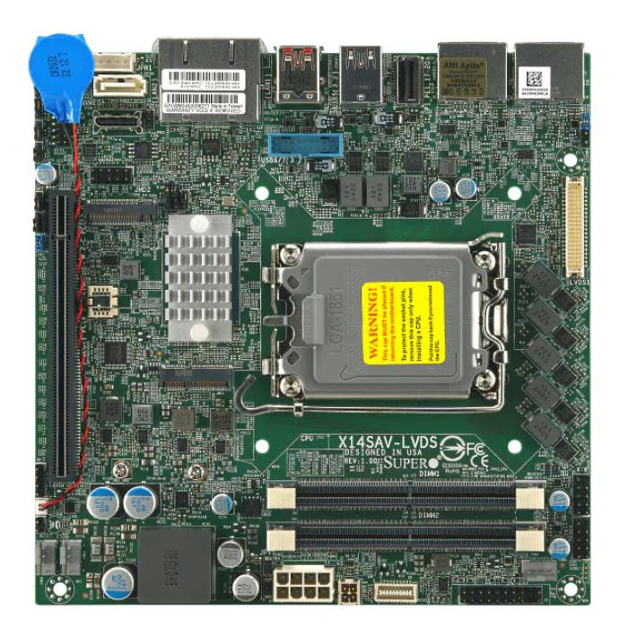 Supermicro X14SAV-LVDS Motherboard Mini-ITX Single Socket V1 (LGA-1851) Intel Core Ultra 9/7/5 Series 2 Processors