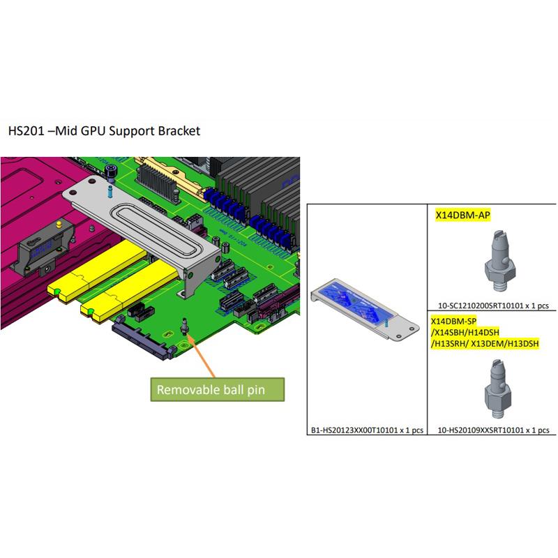 Supermicro MCP-120-20118-0N Middle Riser Support Bracket Suitable For Intel / AMD Processor In 2U CSE-HS201