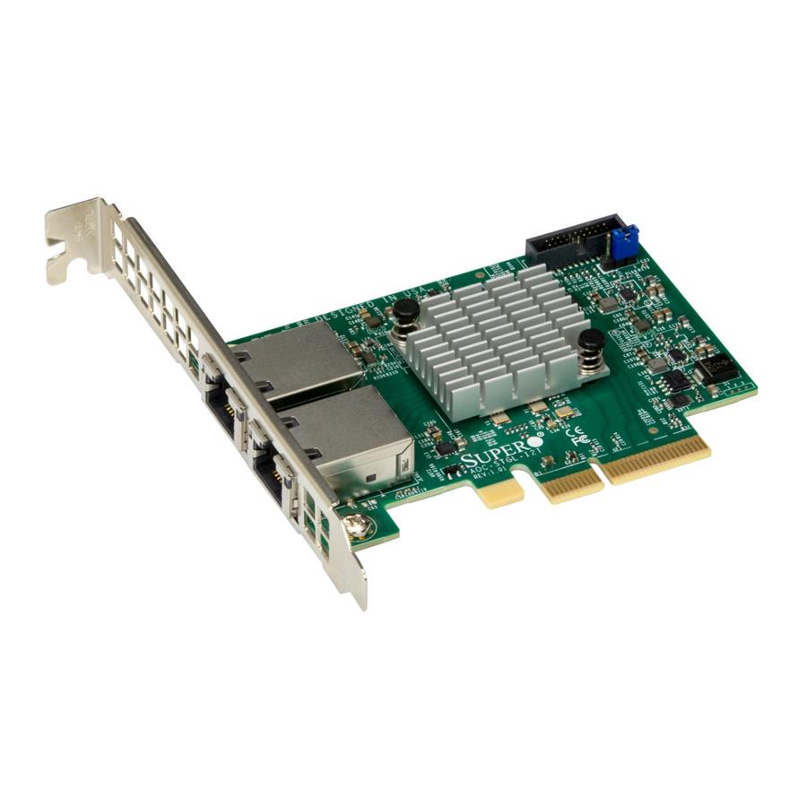 Supermicro AOC-STGL-I2T 10Gb Add-on Card Low-Profile Dual RJ45 10GBASE-T Ports Powered By Intel E610-XAT2 Controller PCIe 4.0 x4