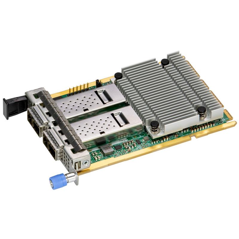 Supermicro AOC-A200G-B2CM 200Gb Ethernet Controller Card Advanced I/O Module (AIOM) Form Factor Dual QSFP112 Connector Powered By Broadcom BCM57608 Controller PCIe 5.0 x16