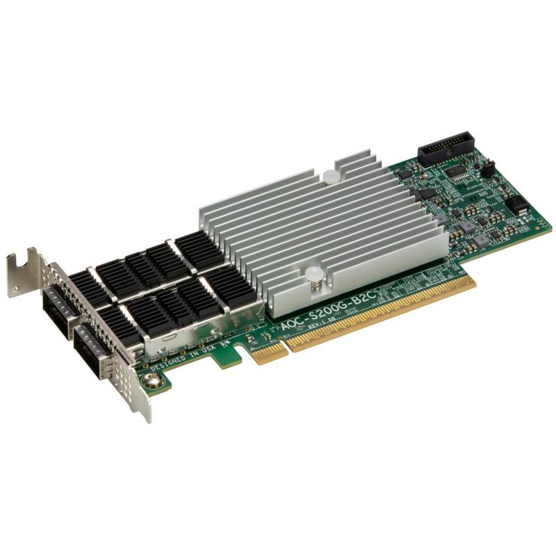 Supermicro AOC-S200G-B2C 200Gb Ethernet Controller Card Low-profile Dual QSFP112 Connectors Powered By Broadcom BCM57608 2x200GbE Controller PCIe Gen 5.0 x16
