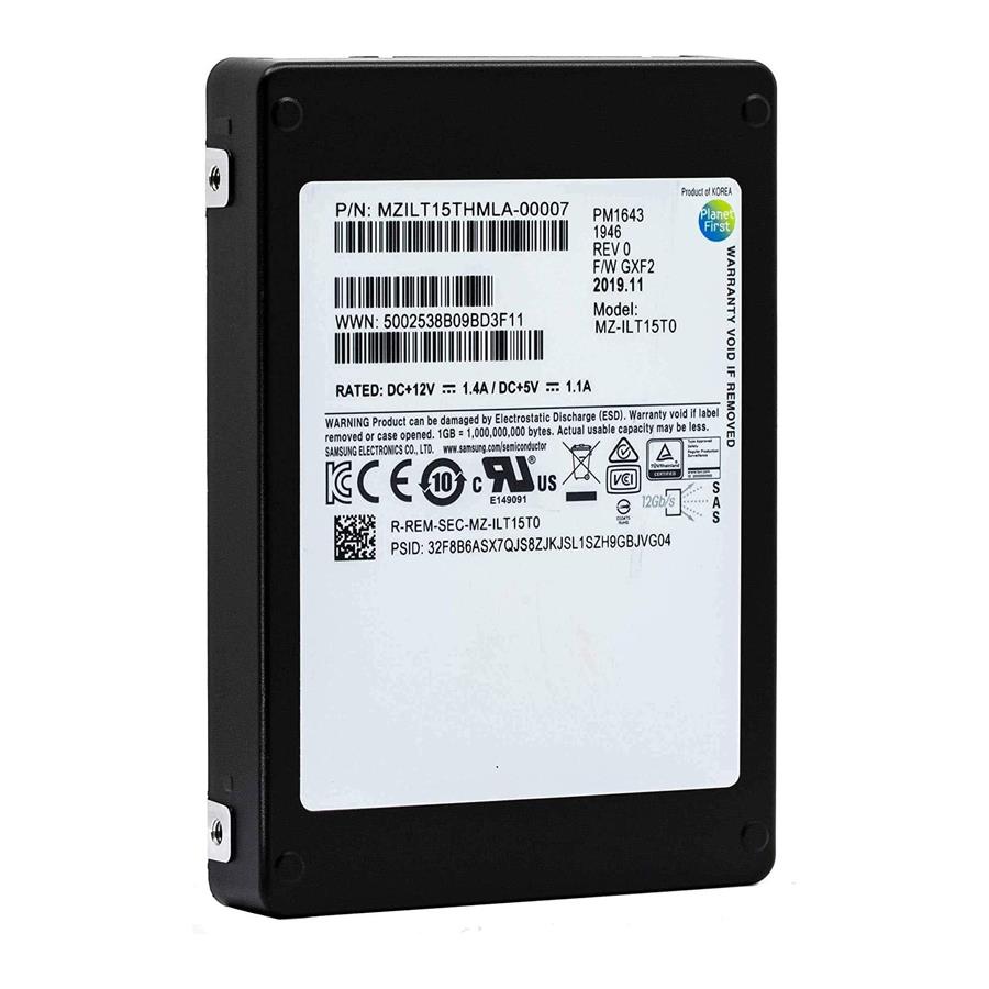 Samsung HDS-S2A-ILT3T8HALS-OS017 Hard Drive 3.84TB SSD SAS 12Gb/s 2.5-inch 3D TLC NAND 1DWPD Dual-Port PM1643 Series